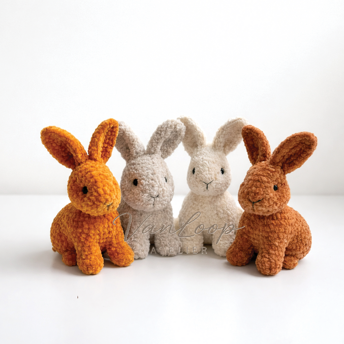 Baby Bunny Rabbit Crochet Pattern PDF – Plush & Fluffy Bunny with Video Guide