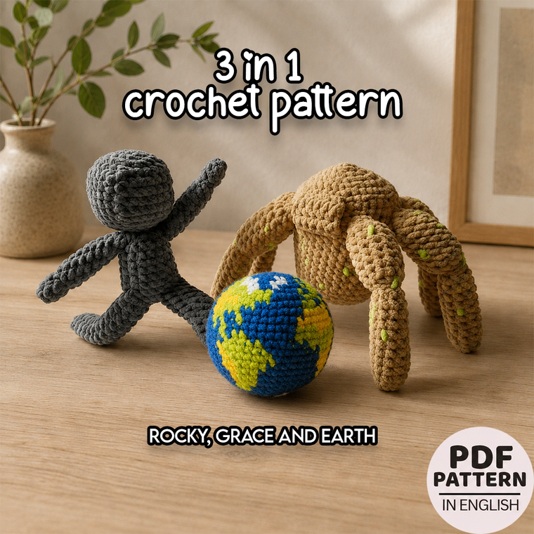 3in1 crochet pattern ROCKEY,GRQCE AND EARTH