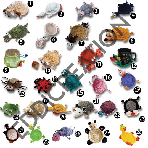 28-in-1 Animal Cup Holder Crochet Pattern Bundle (PDF)