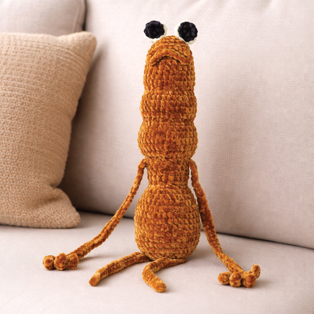 Marcus the Worm Crochet Pattern PDF – Funny Plush Amigurumi Toy