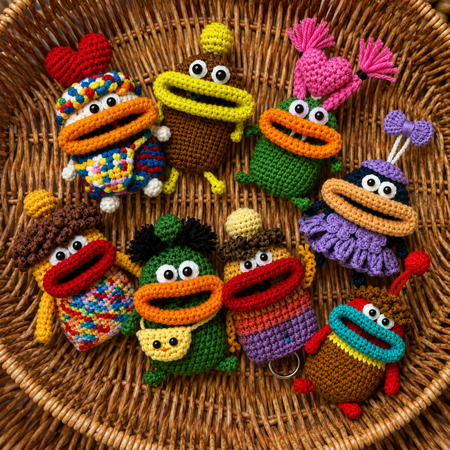 8-in-1 Big Mouth Monster Key Cover Crochet Pattern Bundle (PDF)