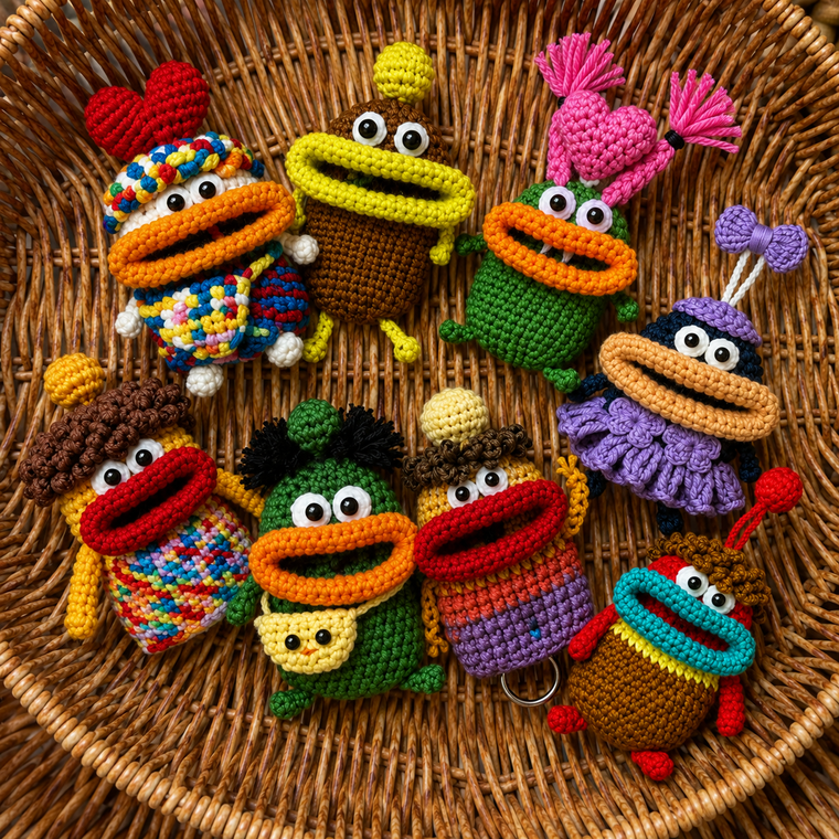 8-in-1 Big Mouth Monster Key Cover Crochet Pattern Bundle (PDF)