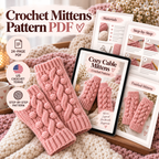 Digital crochet mittens pattern with 24 page PDF information and photo examples