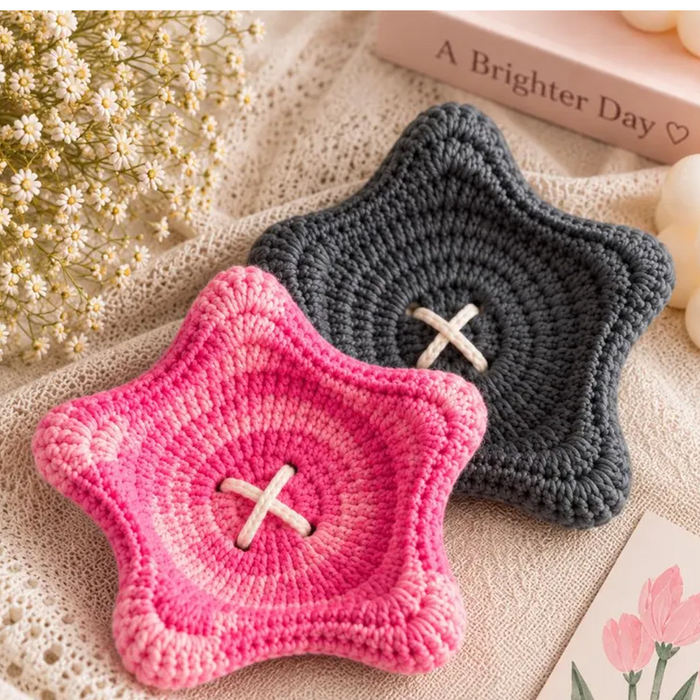 Star Button Coaster Crochet Pattern PDF – Cute Star Trinket Tray