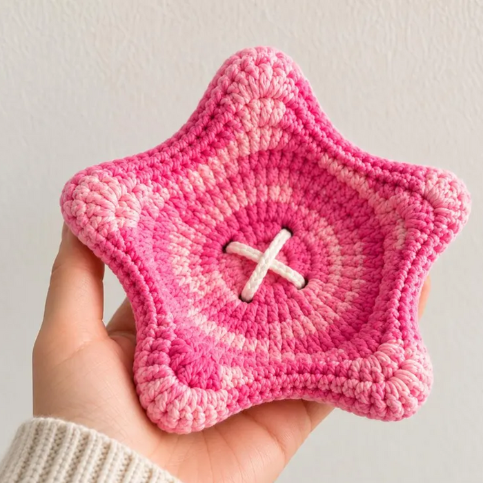 Star Button Coaster Crochet Pattern PDF – Cute Star Trinket Tray