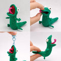 Tom Lizard crochet project shown from four angles